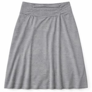 “Black Gray Striped Skirt Elastic Waist Casual Lounge Skirt”